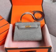 ⁦Hermes Kelly Gold Buckle Bag-Crocodile Handbag Shoulder Bag⁩ - الصورة ⁦12⁩