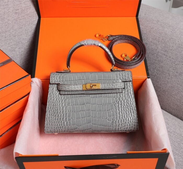 ⁦Hermes Kelly Gold Buckle Bag-Crocodile Handbag Shoulder Bag⁩ - الصورة ⁦12⁩