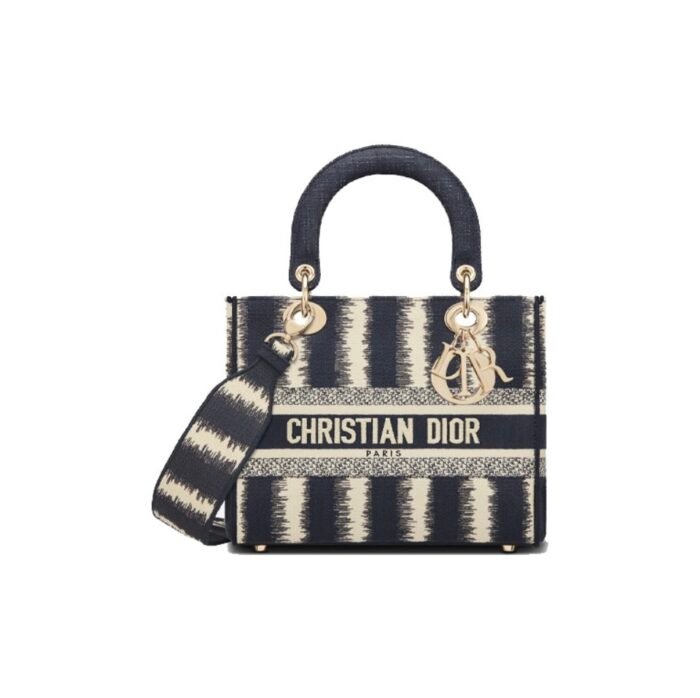 Dior The LADY D-LITE Bag Blue D-Stripes Embroidery M0565ORFQ_M928 - Image 1