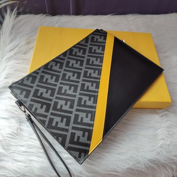 Fendi Embossed FF Pattern Clutch Bag - Image 2