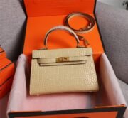 ⁦Hermes Kelly Gold Buckle Bag-Crocodile Handbag Shoulder Bag⁩ - الصورة ⁦5⁩