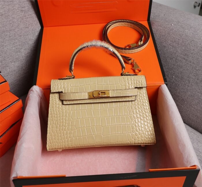⁦Hermes Kelly Gold Buckle Bag-Crocodile Handbag Shoulder Bag⁩ - الصورة ⁦5⁩