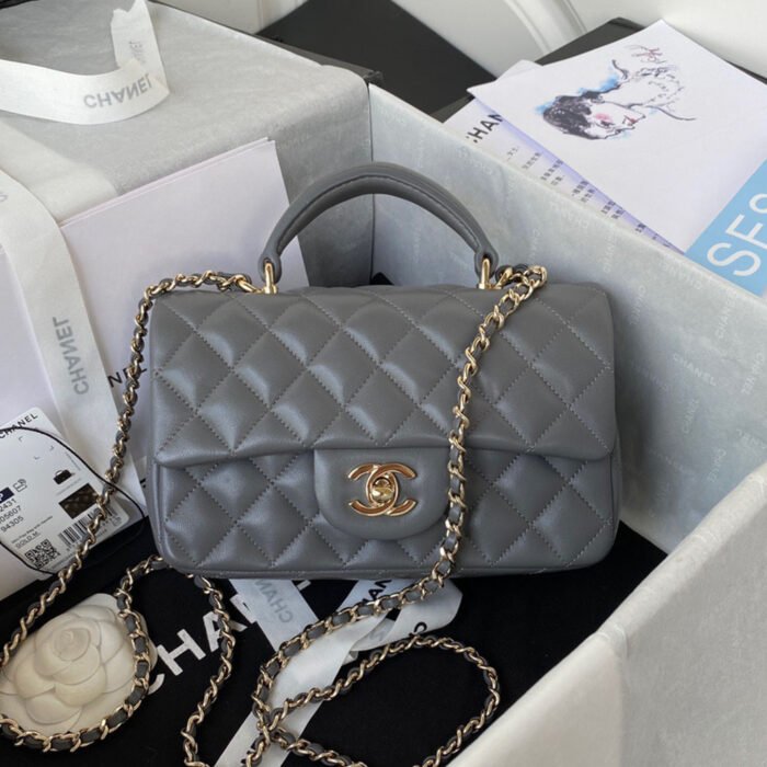 Chanle Lambskin Mini Top Handle CF Shoulder Bag - Image 5