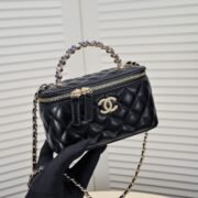 Chanel Pearl Handle Box Bag Makeup Shoulder Bag Handbag - Image 5