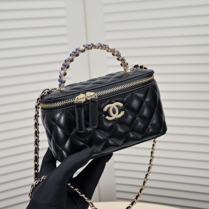 Chanel Pearl Handle Box Bag Makeup Shoulder Bag Handbag - Image 5