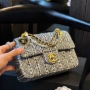 Chanel 24SS Pearl Tweed Square Flap Bag - Image 4