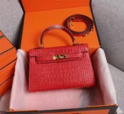 ⁦Hermes Kelly Gold Buckle Bag-Crocodile Handbag Shoulder Bag⁩ - الصورة ⁦14⁩