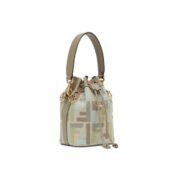 ⁦FENDI Fendi Iconic embossed FF pattern Bucket Bpattern Bucket Bag Shoulder Handbag  8BS093-AUPI-F1SKI⁩ - الصورة ⁦3⁩