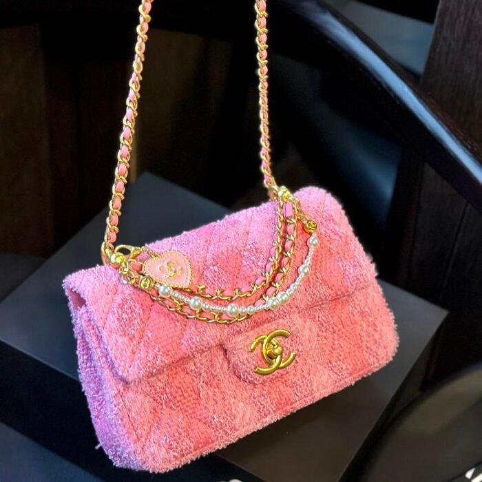 Chanel 24SS Pearl Tweed Square Flap Bag - Image 1