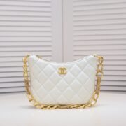 Chanel 23A Fringed Gold Chain Hobo Underarm Shoulder Bag Handbag