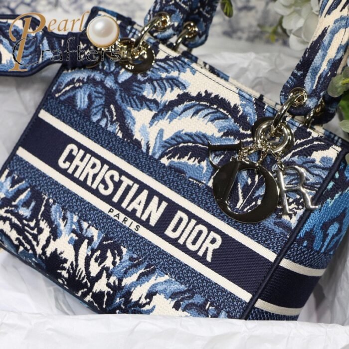 Dior The LADY D-LITE Bag Blue Dior Palms Embroidery M0565OREU_M928 - Image 7