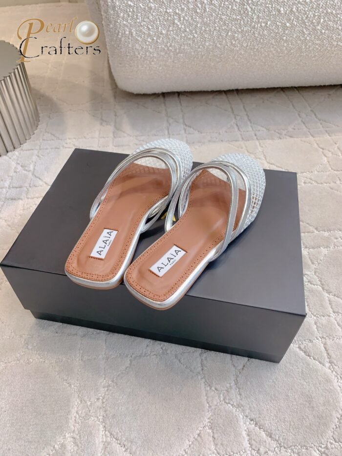 ⁦ALAIA Mesh Flat Clip Toe Slippers Sandals Shoes⁩ - الصورة ⁦8⁩