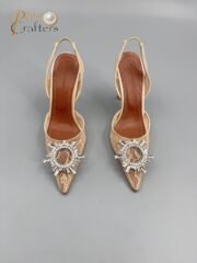 Amina Muaddi Sunflower Crystal Embellished Lace Up Heels Sandals Slipper Shoes - Image 6
