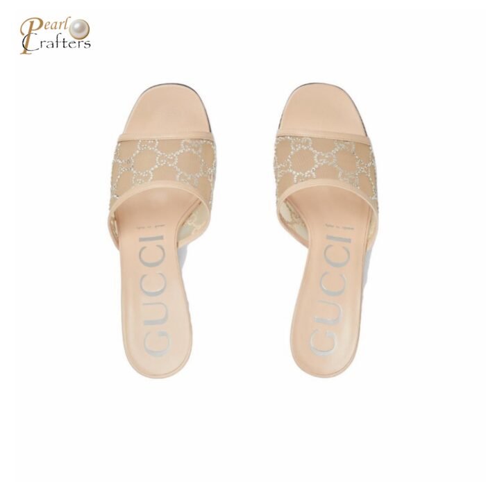 ⁦Gucci Mesh High heel Sandals Slide Sandal⁩ - الصورة ⁦3⁩