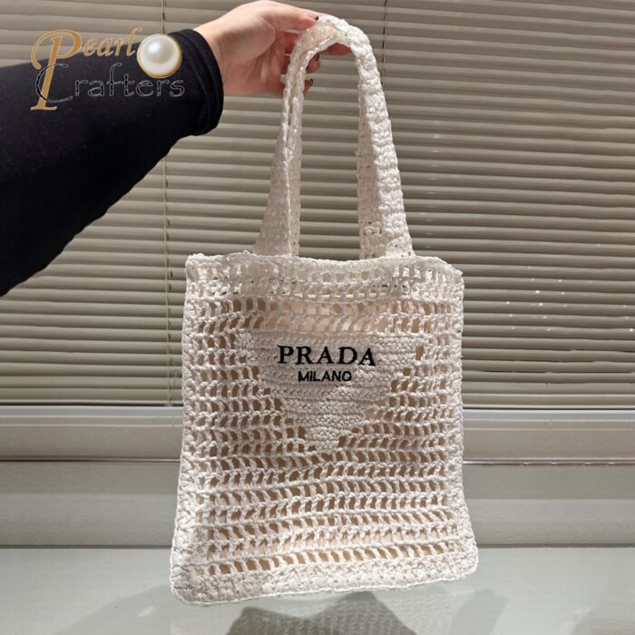 ⁦Prada Grass Woven Shoulder Bag Handbag⁩ - الصورة ⁦5⁩