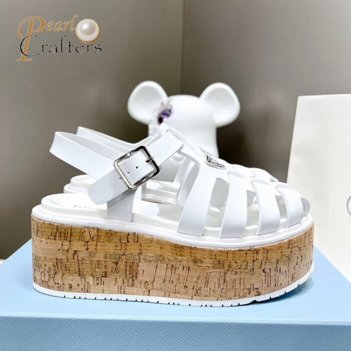 ⁦Prada   Rubber Wedge With Thick Sole Sandals Slide⁩ - الصورة ⁦4⁩