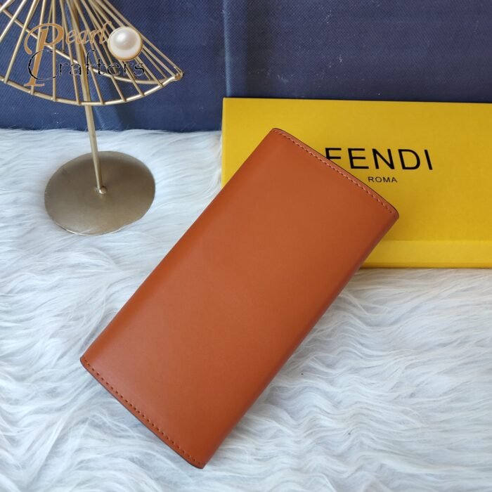 Fendi Roma Logo Embossed Long Flap Calfskin Wallet Handbag - Image 7