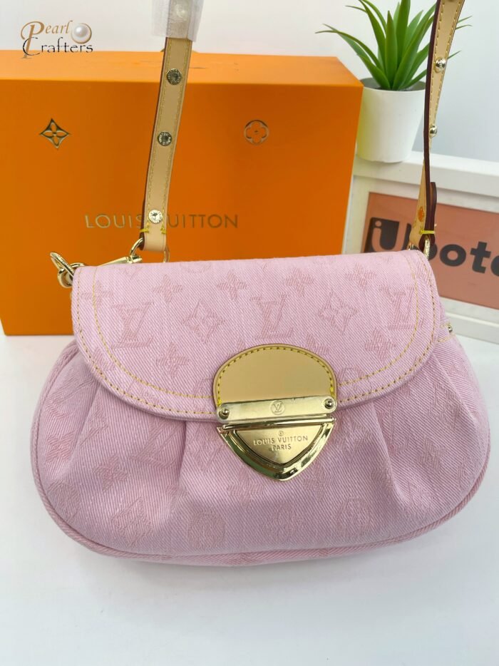 ⁦Louis Vuitton LV Monogram Denim Sunset M13347 Shoulder Bag Handbag⁩ - الصورة ⁦10⁩