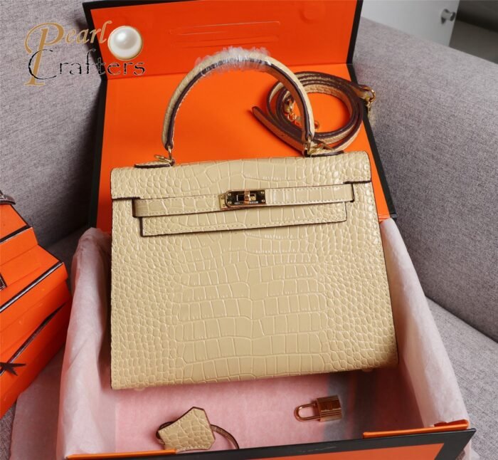⁦Hermes Kelly Gold Buckle Bag-Crocodile Handbag Shoulder Bag⁩ - الصورة ⁦11⁩