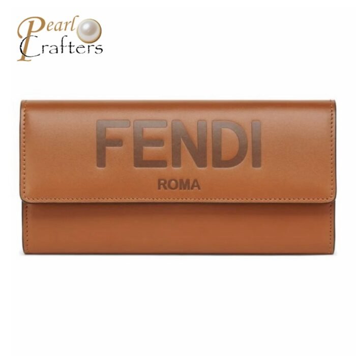 Fendi Roma Logo Embossed Long Flap Calfskin Wallet Handbag - Image 1