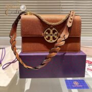 Tory Burch Miller Flap Leather Shoulder Bag with Braided Strap - Image 3