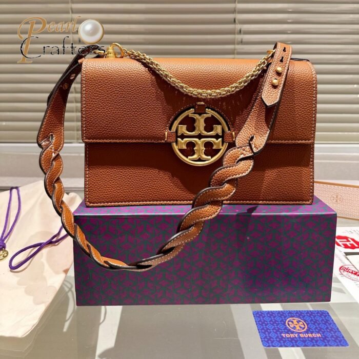 Tory Burch Miller Flap Leather Shoulder Bag with Braided Strap - Image 3