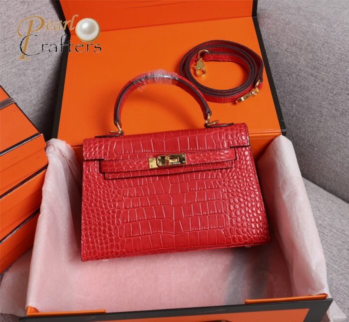 ⁦Hermes Kelly Gold Buckle Bag-Crocodile Handbag Shoulder Bag⁩ - الصورة ⁦14⁩