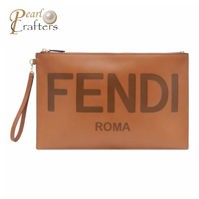 Fendi Logo Embossed Calfskin Clutch Bag - Image 1