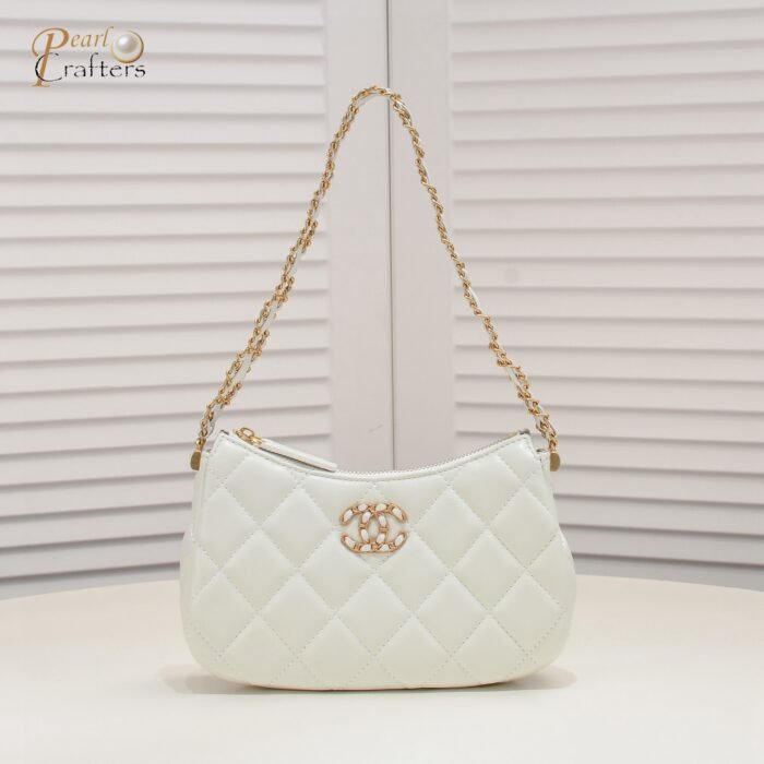 ⁦Chanel 23K Double C Hobo Chain Shoulder Bag Handbag⁩ - الصورة ⁦4⁩