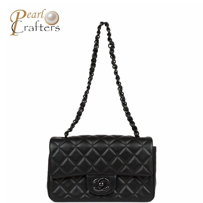 Chanel Classic Flag Bag Flap Bag SO Black Lambskin 20CM Shoulder Bag - Image 4