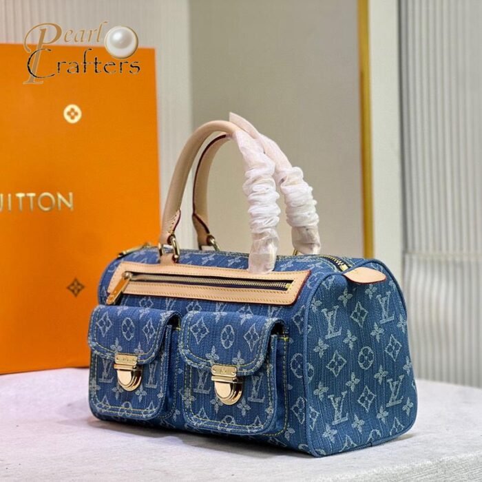 ⁦Louis Vuitton LV LV Monogram Neo Speedy Denim Shoulder Bag Handbag M44472⁩ - الصورة ⁦4⁩