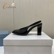 ⁦Prada Square Head High Heeled Chunky Sandals Slipper Rear Hollow Single Shoes⁩ - الصورة ⁦5⁩