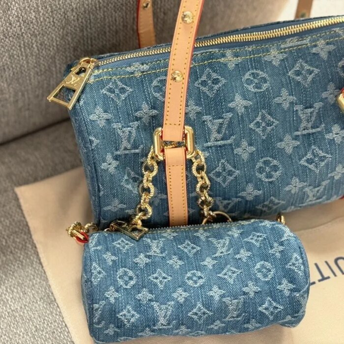 Louis Vuitton LV Denim PAPILLON Handbag Shoulder Bag - Image 2