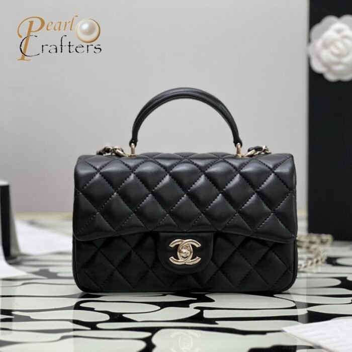 Chanel Classic Mini Flap Bag Top Handle Shoulder Bag Handbag 10A - Image 3