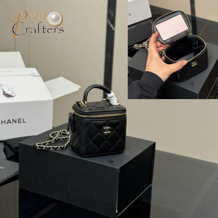 Chanel Box Bag with Mirror Handbag Shoulder Satchel - Image 2