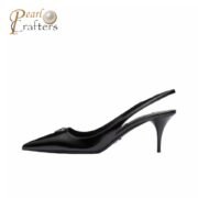 Prada  Stiletto  Bright Triangle Logo Sandals Slide - Image 3