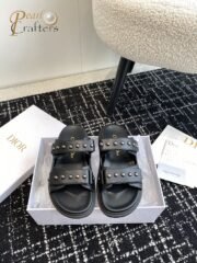 ⁦Dior Dioract One Strap Studded Flat Sandals Slipper Shoes⁩ - الصورة ⁦3⁩
