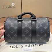 Louis Vuitton Keepall 25 Bandouliere Monogram Eclipse Reverse Canvas Satchel Bag(10a mirror version) - Image 5
