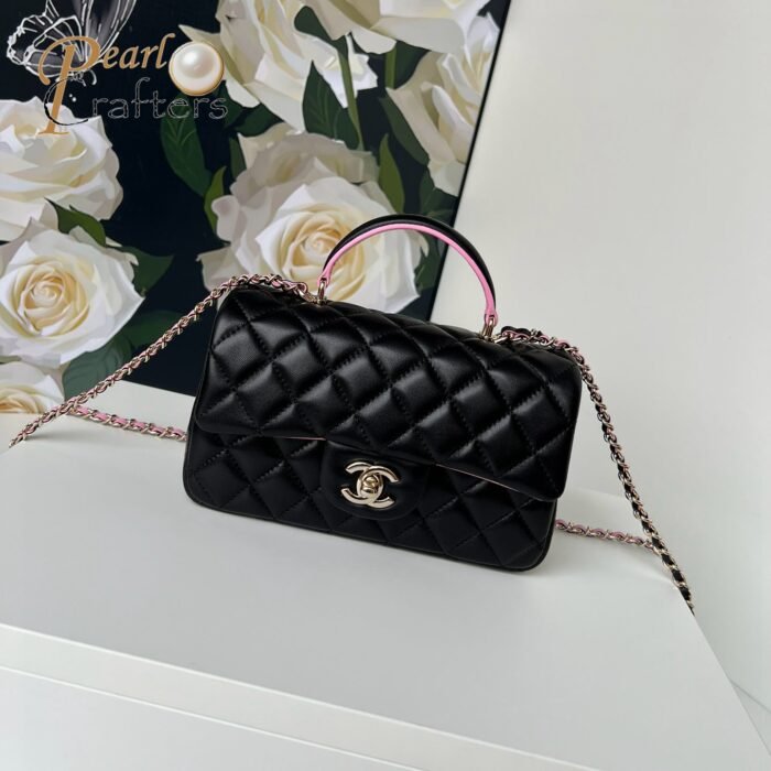Chanel Classic Mini Flap Bag Top Handle Shoulder Bag Handbag 10A - Image 9