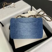 ⁦Chanel 10A Rectangular Flap Bag Blue Denim Antique Gold Hardware Top Mirror Quality Version⁩ - الصورة ⁦4⁩