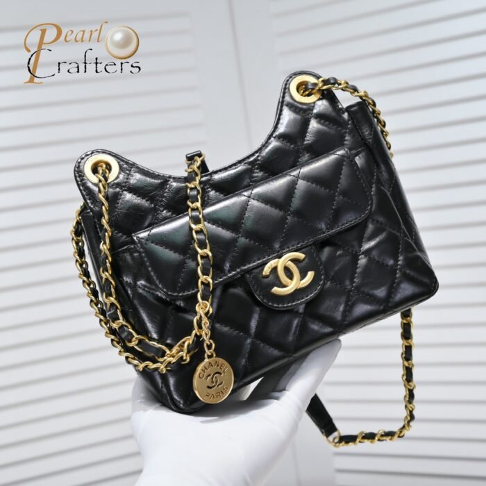 ⁦Chanel 22P Hobo Shiny Crumpled Calfskin Small Shoulder Bag Handbag⁩ - الصورة ⁦5⁩