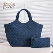 ⁦Chanel Leather&Canvas Tote Shoulder Bag Handbag⁩ - الصورة ⁦2⁩
