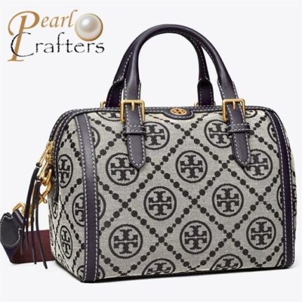 TORY BURCH Petite Barrel monogrammed canvas shoulder bag