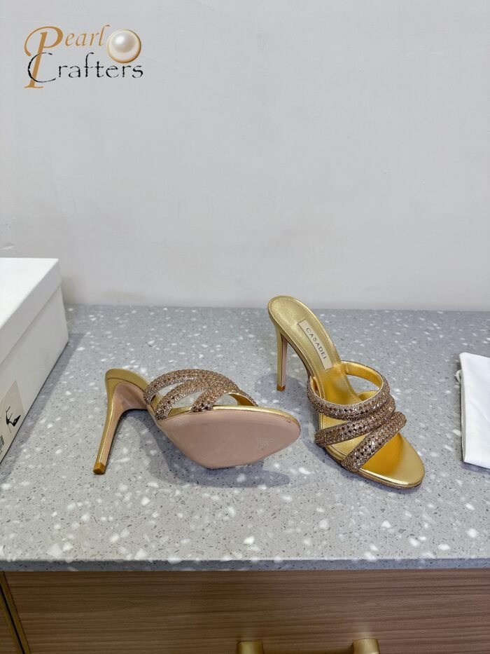 ⁦Casadei 25ss Rhinestone Sandals Slipper Heels⁩ - الصورة ⁦5⁩