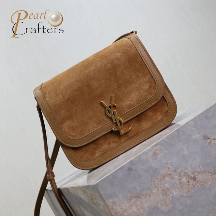 ⁦Saint Laurent YSL brown Solferino medium suede shoulder bag 10A quality 635025⁩ - الصورة ⁦1⁩