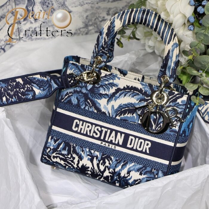 Dior The LADY D-LITE Bag Blue Dior Palms Embroidery M0565OREU_M928 - Image 2