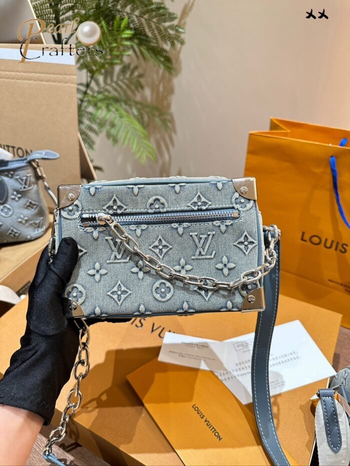 ⁦Louis Vuitton Denim Side Trunk Shoulder Bag Shoulder Bag Handbag⁩ - الصورة ⁦9⁩