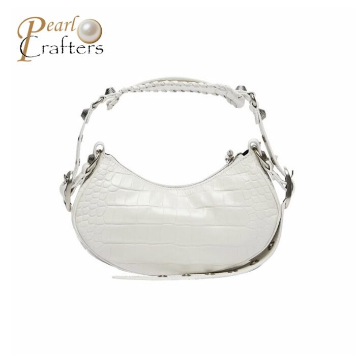 BALENCIAGA Le Cagole XS studded crinkled-leather shoulder bag White - Image 3