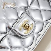 Chanel 24c CF Stars Bag Patent Leather Silver Shoulder Bag Handbag - Image 6