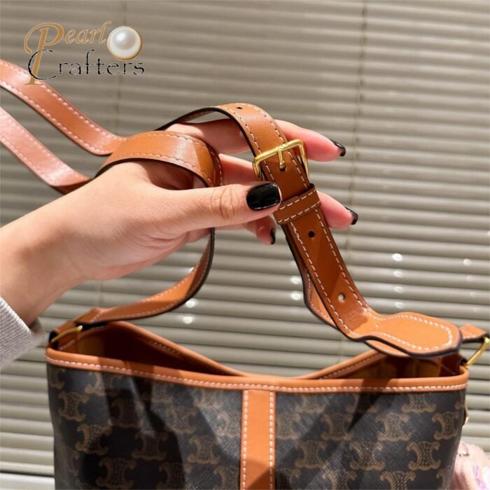 Celine Bucket In Triomphe Canvas And Calfskin Bag - Image 8